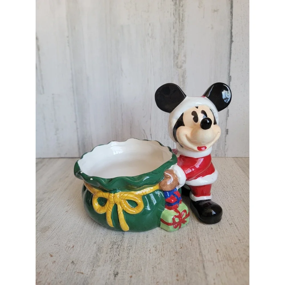Disney Santa Claus gift bag candy dish Xmas ceramic home‎ decor present toy